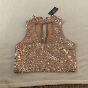 Champagne Sequin crop top